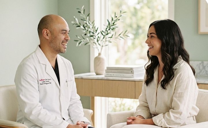 Dr. Nguyen consulting with a patient
